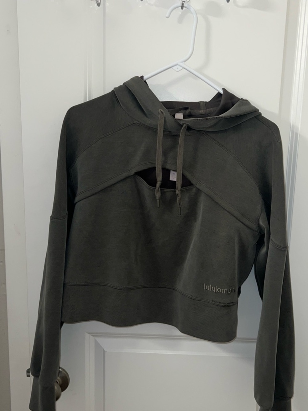 lululemon athletica Olive Cropped Hoodie with Front Keyhole